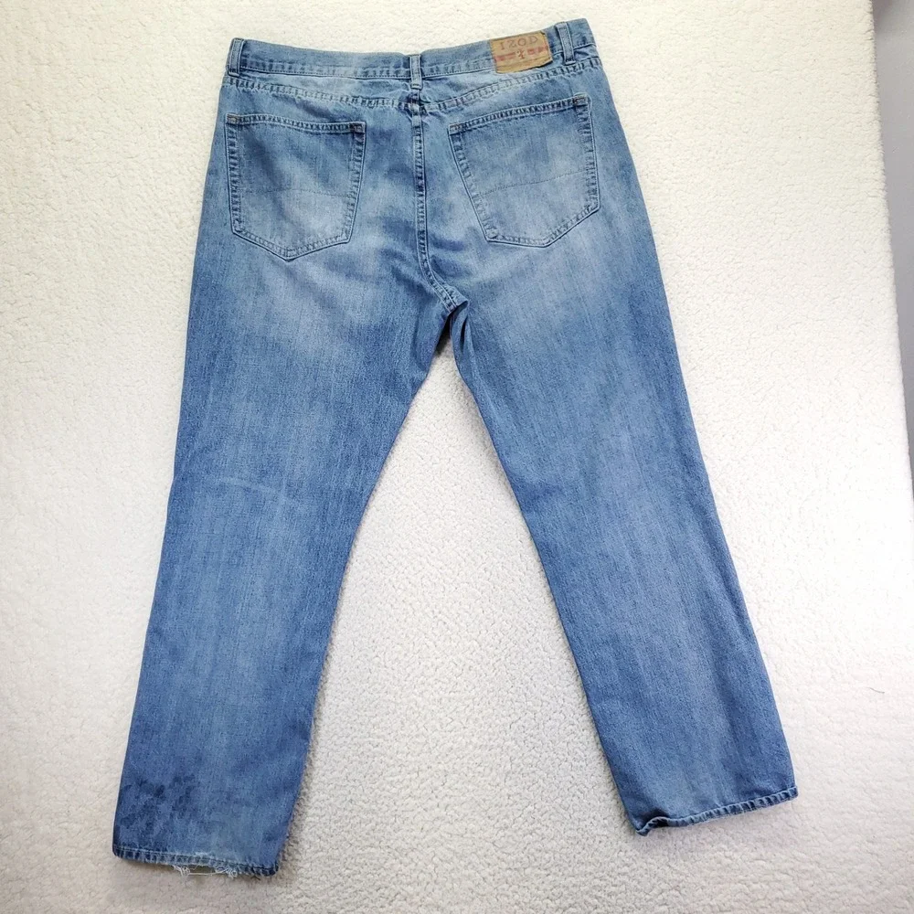 IZOD Mens Regular Fit Jeans Blue Medium Wash Denim 40x32 Straight Leg Pants